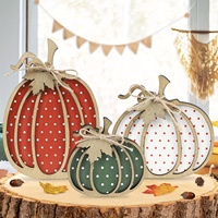 Décorations de citrouilles en bois pour l'automne et Halloween en gros : Trois tailles de citrouilles d'automne pour la décoration saisonnière de la maison, des étagères, des cheminées et des tables