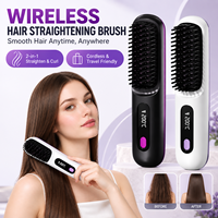 Sisir Pelurus Rambut Keramik Mini 2 in 1 Berkualitas Tinggi, Sikat Panas Portabel Tanpa Kabel, Sikat Pelurus Rambut Elektrik