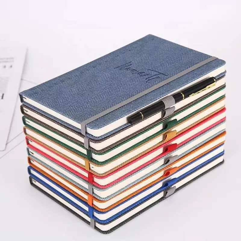 A5 Leather notebook with elastic band personalized notebook