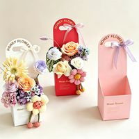 Boîte d'arrangement de bouquet floral portable pliable en carton blanc carré personnalisée, impression quadricolore UV/thermique pour cosmétiques