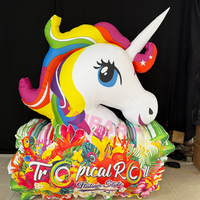 Panneau publicitaire gonflable tête de cheval de dessin animé pour fête foraine, mascotte géante cheval arc-en-ciel, accessoire mural gonflable