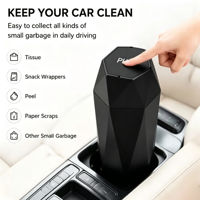 Mini poubelle de voiture avec couvercle, poubelle de voiture à bouton-poussoir en ABS, conteneur à déchets compact pour l'organisation de l'intérieur de la voiture