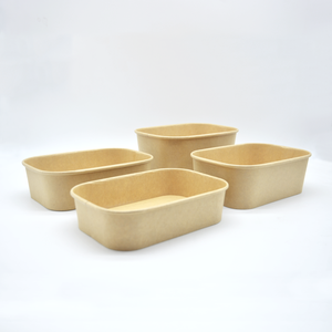 <span class=keywords><strong>Bol</strong></span> à <span class=keywords><strong>poke</strong></span> rectangulaire en papier à emporter Récipient alimentaire jetable pour salade de nouilles Kraft - Product Image 3
