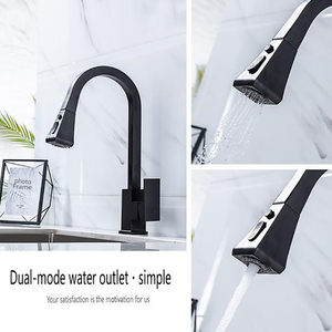 Robinet de <span class=keywords><strong>cuisine</strong></span> noir émaillé avec douchette extractible, <span class=keywords><strong>mitigeur</strong></span> eau chaude et froide pour évier - Product Image 4