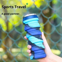 Nouvelle gourde pliable en silicone, bouteille d'eau de sport rétractable, gobelet cadeau personnalisé imprimé, gourde d'eau en silicone pliable pour le sport