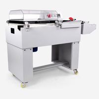 Machine d'emballage sous film rétractable à petit budget pour petites boîtes, avec découpe aux 4 coins et chambre de rétraction thermique