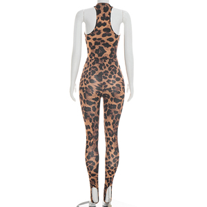 Viviblook J26ST077 Women Casual <b>Set</b> New Leopard Print Slim Fit Bodysuit Pants Two Piece Pants <b>Set</b> for Ladies - Product Image 4