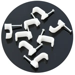 Plastic Material 4mm Round Type Circle Cable Clips Electrical Wire Nail Cable Clips
