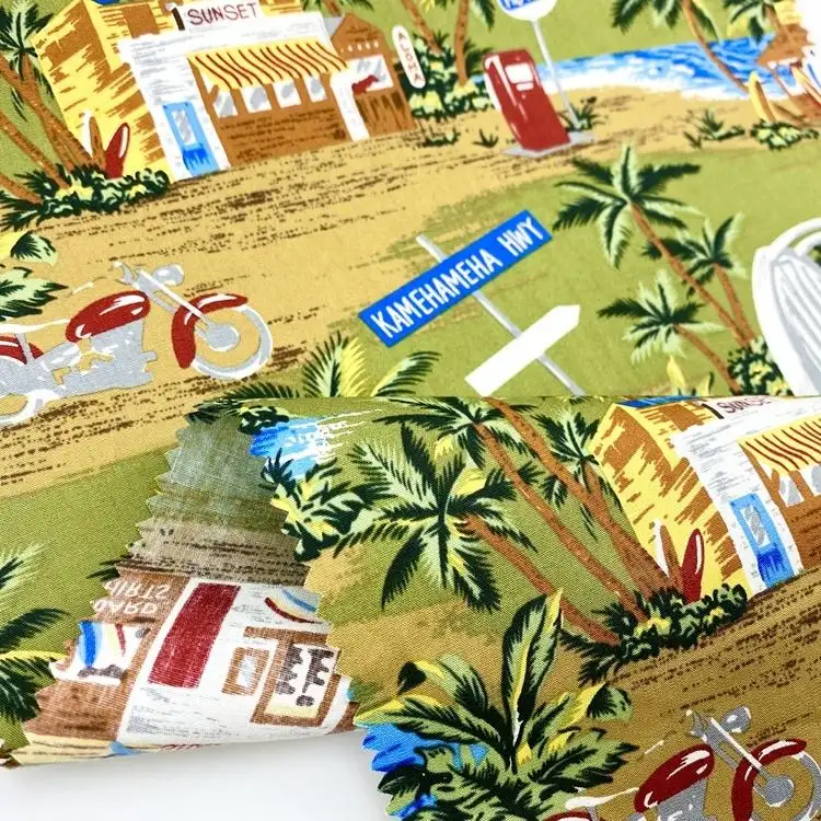 Mercerised cotton textile supplier by yard meter floral hawaiian design print 100% cotton fabric for clothing