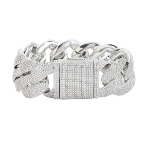 Pulsera Cubana de 24 mm de Ancho, Seis Filas de Circonio, Pulsera Cubana con Incrustaciones de Cobre y Circonio, Moda Tanjing - Product Image 4