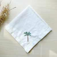 Soldes d'été : Serviettes 100 % lin français brodées motif cocotier, réutilisables et lavables