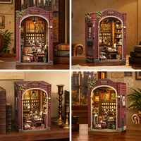 CuteBee DIY Book Nook Oliver's New York Journal BJAA206 Maison miniature 3D en bois, kit de puzzle artisanal avec éclairage LED