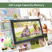 Grosir bingkai foto Digital akrilik 15.6 inci dengan layar sentuh persegi fungsi jam Wifi dinding dapat dipasang untuk keluarga