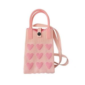 Bolso de Mano Tejido a Crochet de Diseño Moderno, Mini Bolso Bandolera para Teléfono, Bolso Tote Tejido con Forma de Corazón para Mujer - Product Image 6