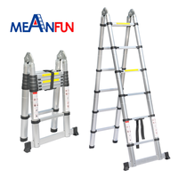 Nouvelle échelle télescopique double face en aluminium EN 131-6 de 3,8 m avec charnière en acier, escabeau escamotable pour grenier