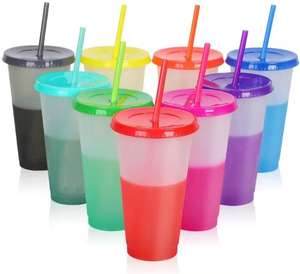 Vaso de Plástico Termocrómico Ecológico de Gran Capacidad con Tapa y Pajita, Diseño Personalizable y Atractivo para Beber Agua o Té - Product Image 1