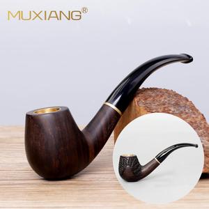 Muxiang Wooden Tobacco Pipe Bent Type Solid Wood Hand Carved For Smoking - Product Image 1
