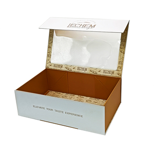 Caja de Embalaje de Papel para Pastel de Chocolate de Lujo, Rectangular, Magnética, Plegable, Transparente, Reciclable, Personalizada, con Asa, Superventas - Product Image 5