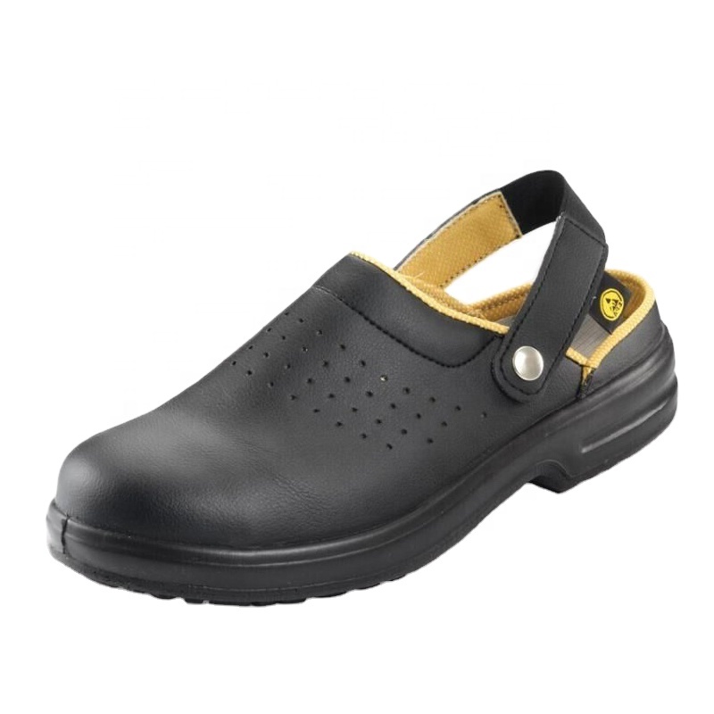 Антистатические черные противоскользящие стальные защитные ботинки для шеф-повара