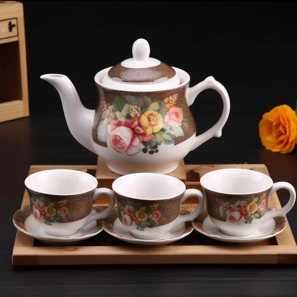Elegante servizio di caffè e tè con Design floreale grazioso Kit di servizio caffè e tè in porcellana