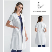Uniformes d'hôpital unisexes écologiques personnalisés, imperméables, antistatiques, en tissu tissé blanc, blouse de laboratoire, blouse de médecin