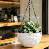 Pot suspendu traditionnel à double compartiment, auto-arrosant, avec trous de drainage, 2,56 L, en PP durable, pour la décoration de balcon