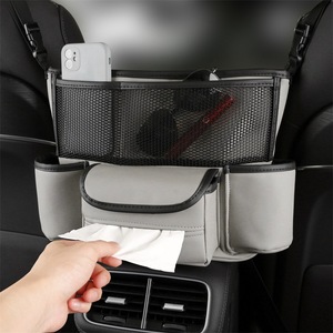 <b>Car</b> Storage Bag Multi Functional Center Console <b>Armrest</b> Organizer Black Leather 4-7 Compartments <b>For</b> <b>Car</b> Organization - Product Image 2