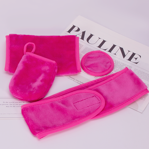 6Pcs Custom Logo Face Cleaning Wipes Ultra Soft Microfiber Makeup Remover <strong>Towel</strong> <strong>Facial</strong> Cleansing Cloths Spa Headband Glove Sets - Product Image 5