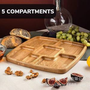 Wooden minimalist <b>tray</b> for home use, divided into sections for fruit and <b>snacks</b>, living room <b>snack</b> and nut storage. - Product Image 2