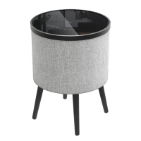Table basse en bois moderne personnalisée avec lumière LED et haut-parleurs sans fil Bluetooth pour la maison ou le bureau