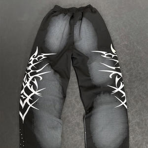 Custom Vintage Lavado ácido Sun Faded Acampanado Pierna ancha Cintura media Hip Hop Pantalones de chándal de gran tamaño Baggy 100% algodón - Product Image 1