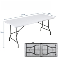 Table pliante moderne en fer à deux tubes D180cm pour la maison, l'entrepôt, le parc et l'extérieur