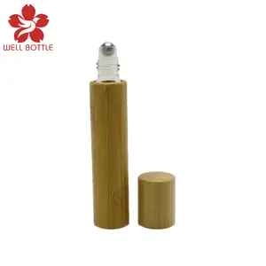 Эко дружественное эфирное масло 10 мл рулон на стеклянной бутылке бамбуковый роликовый флакон с бамбуковой крышкой роликовый флакон для парфюмерного Roller-03S