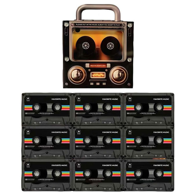 Retro Cassette Tape Music Refrigerator Magnet with 128MB Storage and 9pcs Mini Tape Decor