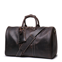 Sac de voyage vintage en cuir de vachette véritable Crazy Horse pour homme, style rétro européen, respirant et résistant à l'usure