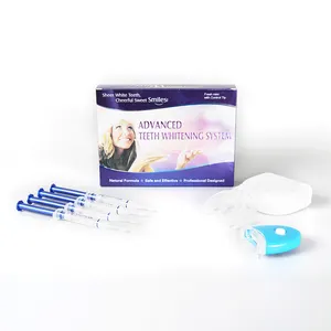 Kit de clareamento dental, logotipo privado profissional glory sorridente kit de led hp cp sem peróxido gel seringa e bandeja de boca termoplástica