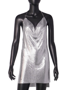 <span class=keywords><strong>Venta</strong></span> caliente <span class=keywords><strong>STOCK</strong></span> 9 colores cadenas lentejuelas mujeres vestido sin espalda metálico Mini vestido Blingbling NightClub vestido - Product Image 6