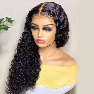 Wholesale Brazilian 13x6 Human Hair Transparent Front Wig for Black Women, Deep Wave 13*4 HD Swiss Lace Frontal Wigs