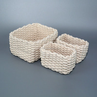 Écologique tissé à la main de stockage de corde de coton de petite taille panier