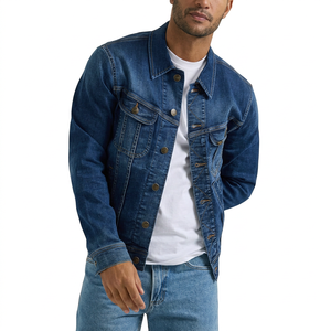 Veste en jean classique pour homme, coupe régulière, bleu délavé, fermeture boutonnée, style décontracté, vêtement d'automne - Product Image 1