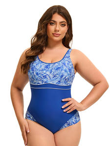 Traje de baño de fitness ecológico para Mujeres Europeas americanas de talla grande elegante patrón sólido estampado recortado diseño trasero Sexy - Product Image 3