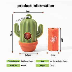 Support de sacs à déjections canines en plastique écologique en forme de cactus de haute qualité pour la vente en gros, distributeur de sacs à déjections avec un rouleau de sacs inclus - Product Image 2
