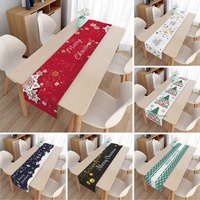 Nouvelle Nappe de Noël Moderne Faite à la Main Imprimée Imperméable en Lin, Chemin de Table Long Décoratif pour les Fêtes Transfrontalières
