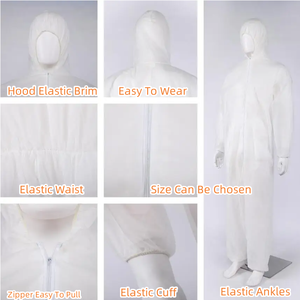 Combinaisons protectrices jetables en polypropylène <span class=keywords><strong>du</strong></span> <span class=keywords><strong>peintre</strong></span> contre les éclaboussures de liquide léger et les poussières dangereuses - Product Image 4