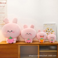 Peluche Lapin Rose Asamimi avec Expression Amusante, Coussin de Sommeil, Poupée en Tissu