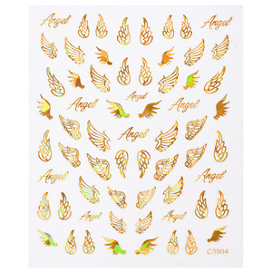 Autocollants 3D pour ongles Ailes d'Ange Or et Argent, autocollants DIY en papier pour manucure avec motifs Cœur, Amour, Soleil, Lune, Étoile - Product Image 2