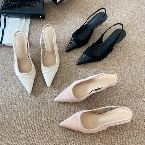 Sandales à talons hauts à bout pointu et fermé, style féerique élégant français, pour femmes, collection Printemps-Été 2026, chaussures de ville quotidiennes - Product Image 4