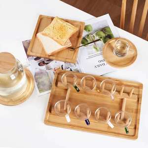 Plateau en bois organisateur de service de petit-déjeuner en bois de fabrication personnalisée, assiette en bois - Product Image 2