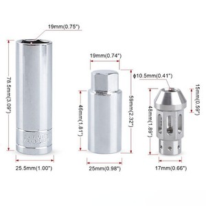 Écrous de roue en alliage de titane M12 M14 antivol, lot de 16+4 pour modification et amélioration de voiture, finition argent bleu - Product Image 4