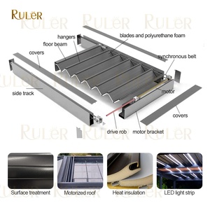 Auvent de véranda motorisé en verre d'auvent de <span class=keywords><strong>toit</strong></span> en aluminium rétractable automatique - Product Image 5